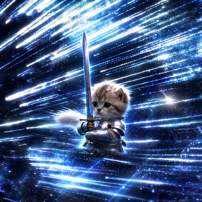 Swordcat faces down a pack of bears beneath a full moon